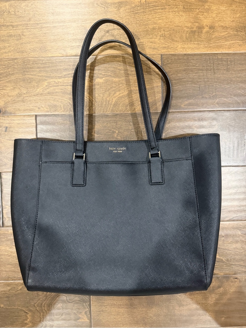 kate spade Black Leather Tote with Dual Top Handles